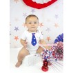 American's Birthday White Baby Jumpsuit & American Star Tie Print TH573